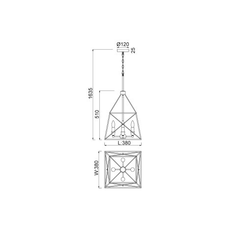 Подвесной светильник 38*38*164 см, 4*E14 черный, золото Vele Luce Clemente VL4272P04