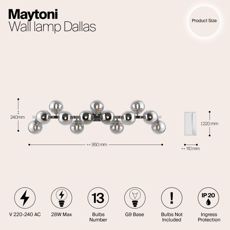 Бра Maytoni Dallas MOD547WL-13CH, дымчатый