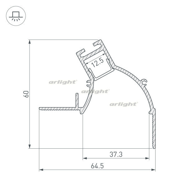 Профиль Arlight 034981 200*6,45*6 см. Цена указана за 2 метра. Продается кратно 2 метрам.  экран отдельно