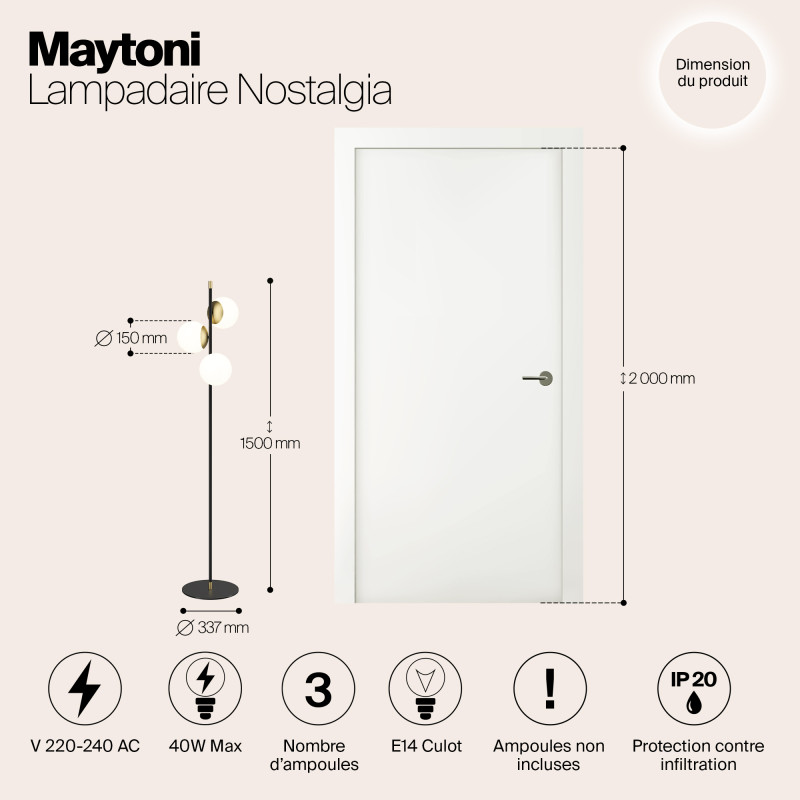 Светильник 150 см, Maytoni Nostalgia MOD048FL-03G, черный-золото