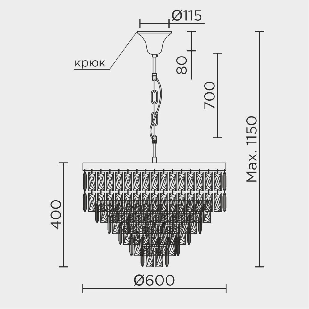 Подвесная люстра 57*57*115 см, Е14 12x40W, , Золото MODELUX ML.844.12 GD