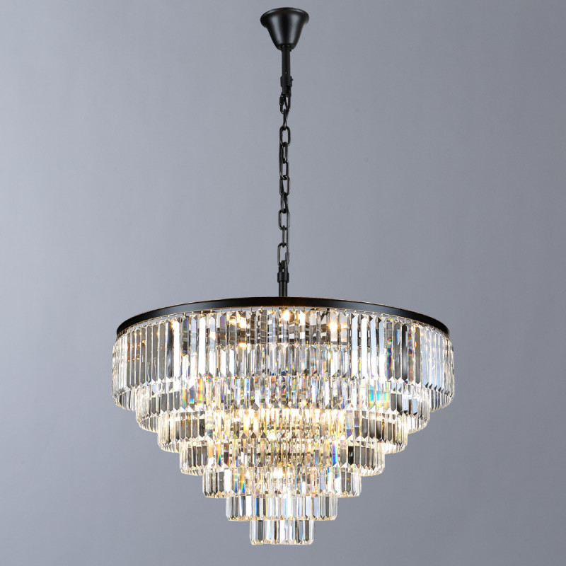 Подвесная люстра Divinare Nova 3001/01 LM-25, диаметр 120 см, черный-хрусталь
