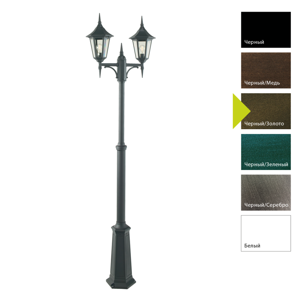 Фонарный столб *65*184-272 см, E27*100 (накал.) 77 (гал.)W, Natural Concepts Norlys Modena 517BS, BD (Черный/Золото)