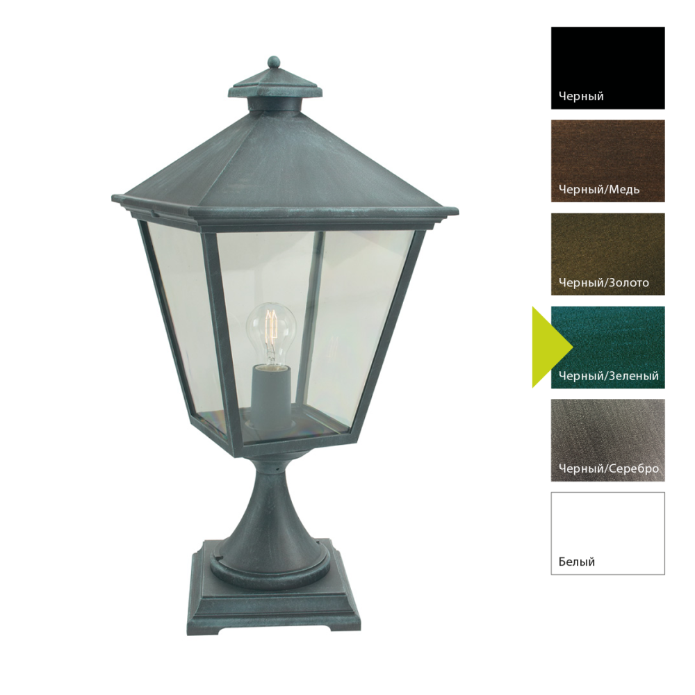 Фонар-пьедестал 30*30*69 см, E27*100 (накал.) 77 (гал.)W, Natural Concepts Norlys London Big 862BG, BG (Черный/Зеленый)