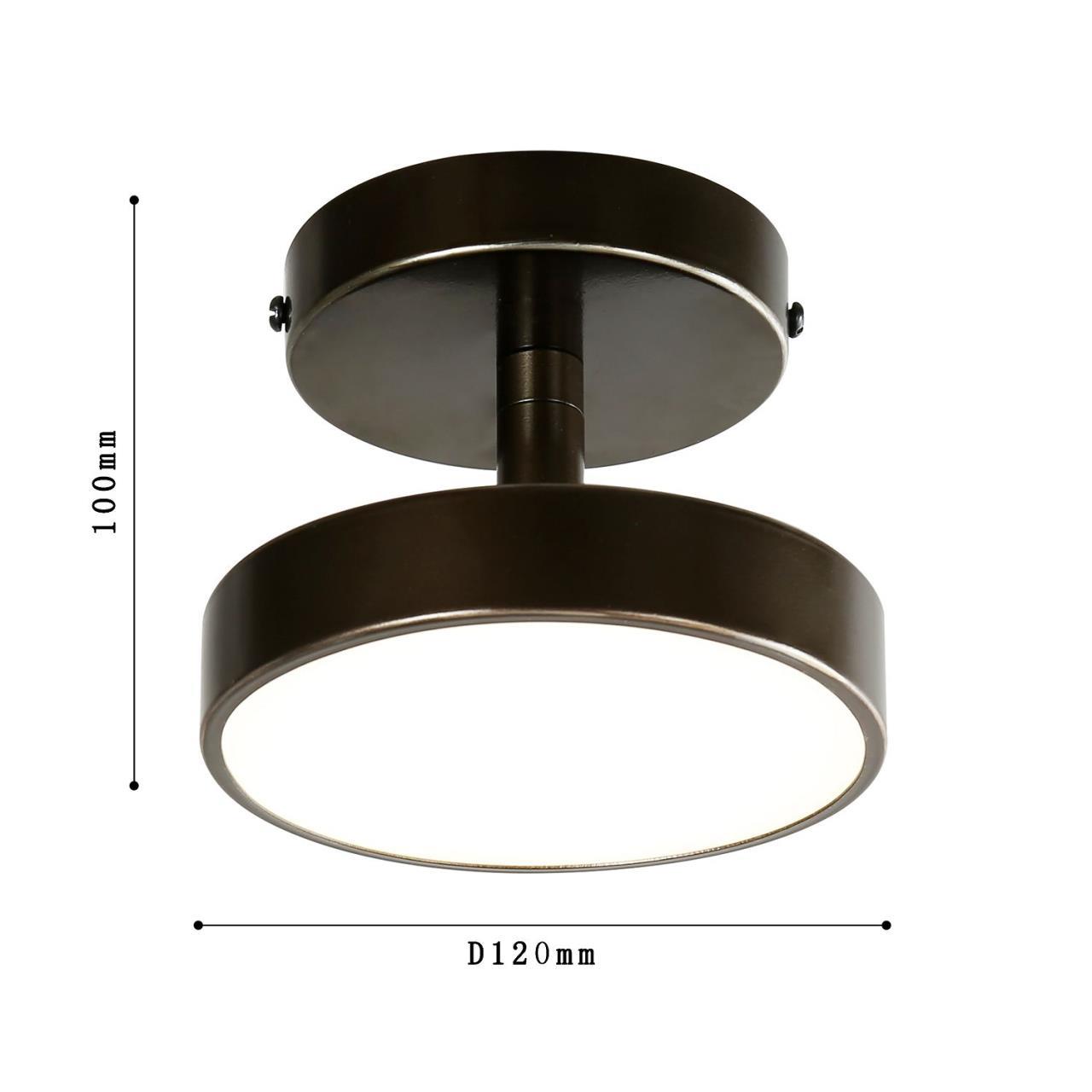 Светильник 12*12 см, LED 10W, 4000K F-Promo Atma 3060-1P, D120*H100, Светильник, каркас коричневого цвета, рассеиватель из белого акрила, угол поворота до 45°