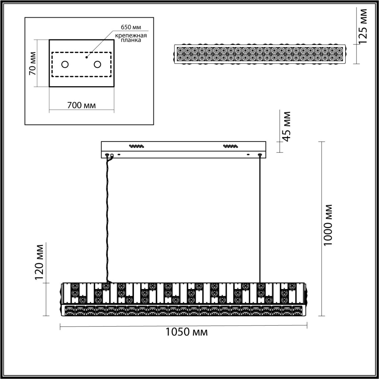 Люстра 12,5*105*100 см, LED 1*50W, 3700 К, Odeon Light Crossa 5072/50L, золото/прозрачный/белый