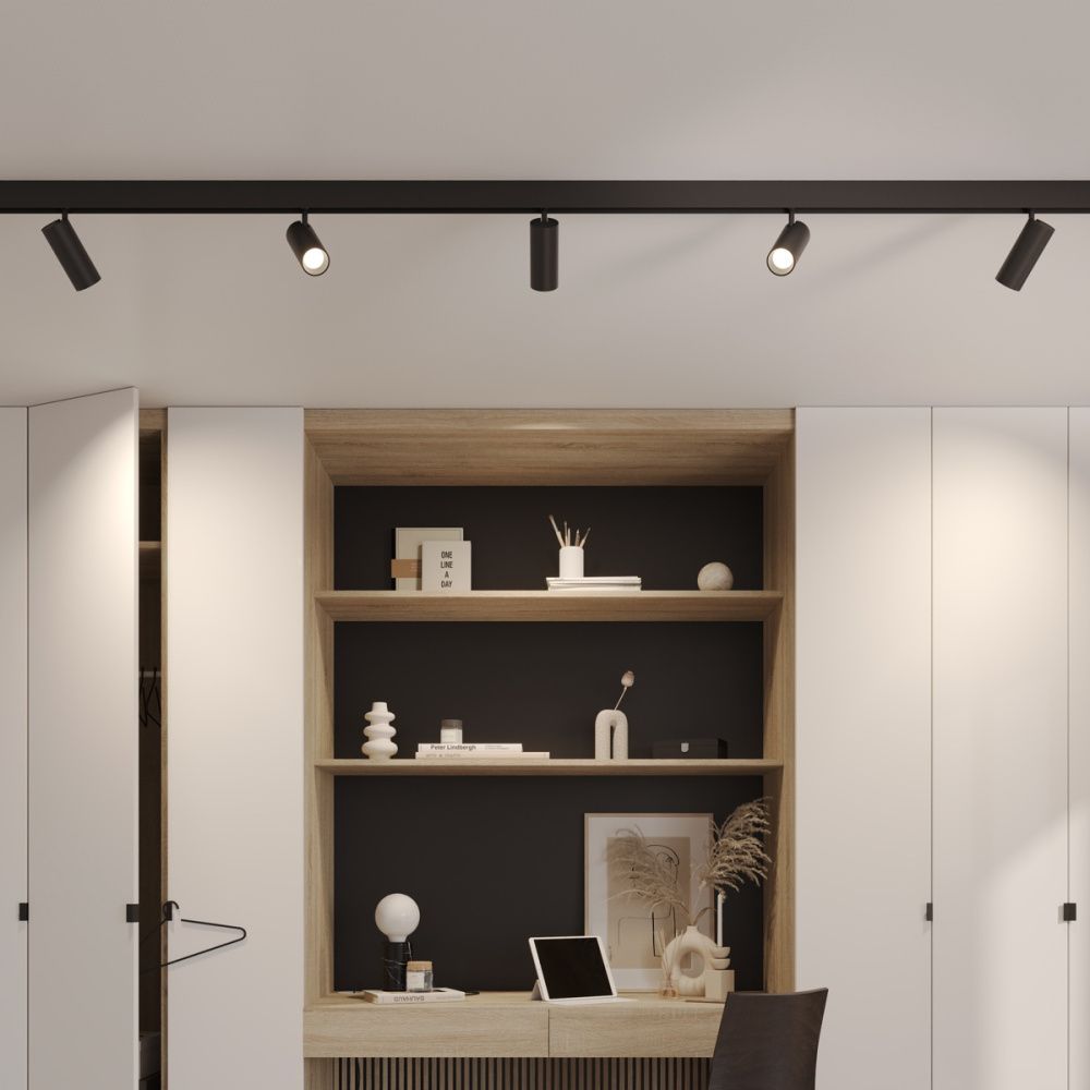 Трековый светильник низковольтный диммируемый 5.5 см, 18W, 3000-6000K, Novotech Flum 359690, черный