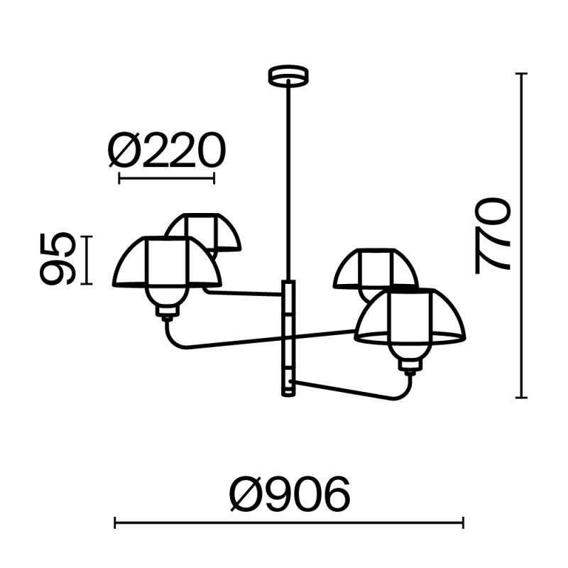 Подвесной светильник 76*90,6 см, E14 4 40W, К, Черный Maytoni Memory MOD177PL-04B