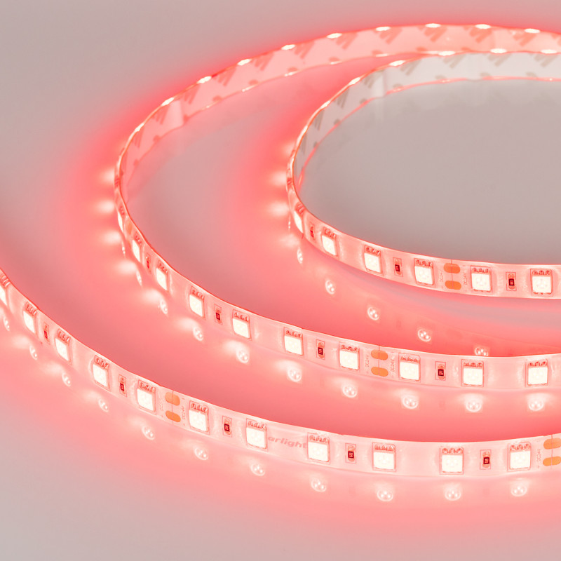Лента RTW 2-5000SE 24V Red 2x (5060, 300 LED, LUX) (Arlight, 14.4 Вт/м, IP65) 015597. Цена указана за 5 метров. Продается кратно 5 метрам.