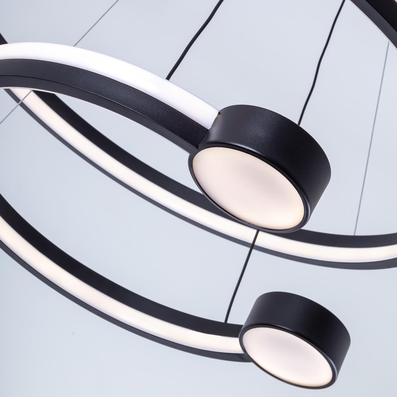 Подвесной светильник 65*65*100 см, LED 130W, 3000 / 6000K, Черный LED4U L7100-2 BK