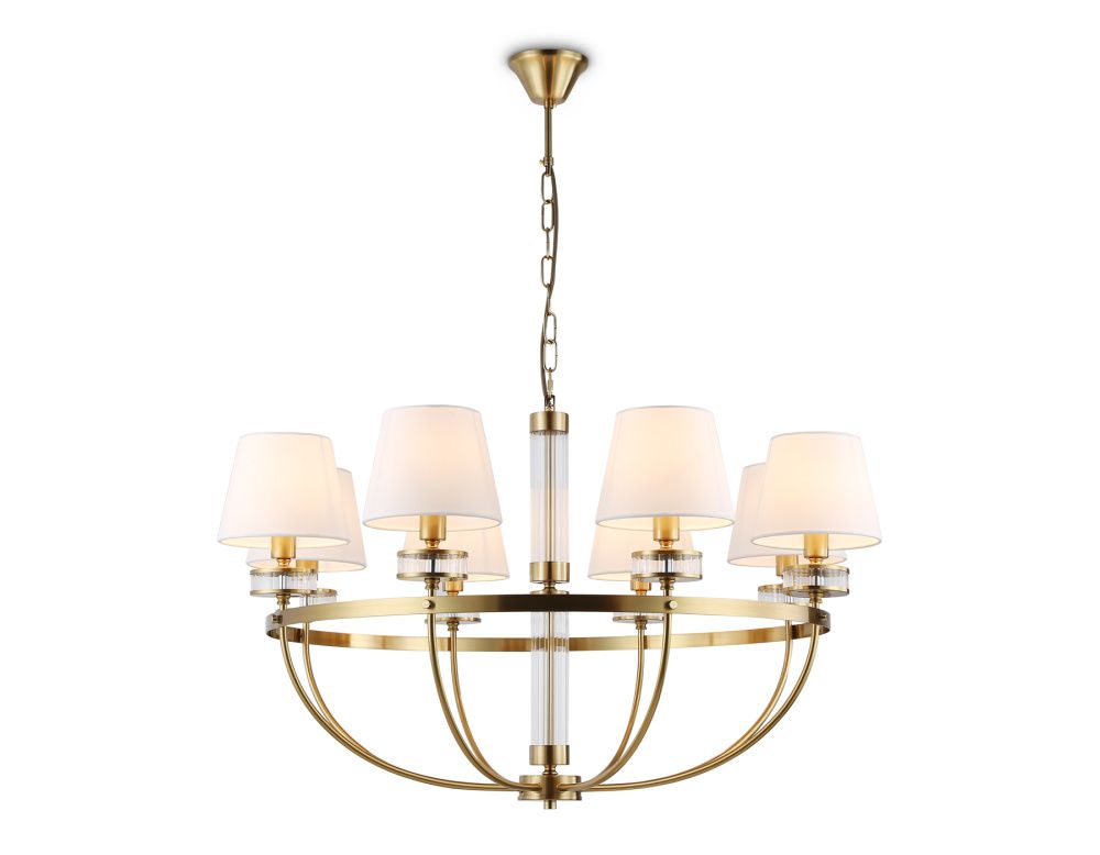 Подвесная люстра с абажурами **99- см, 8*E14*40W, K, Ambrella Light High Light LH71253, латунь