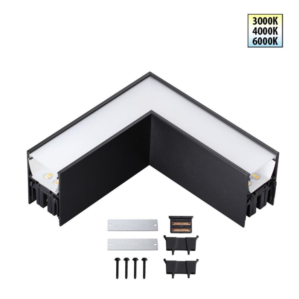 Светильник соединитель «L»  14*14*6- см, 1*LED*8W, 3000/4000/6000K, Novotech Fatto Over 359609, черный,  с переключателем цветовой температуры