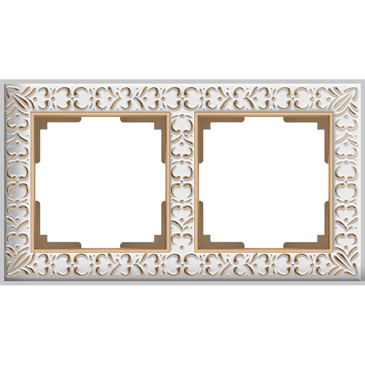 WL07-Frame-02/Рамка на 2 поста (белое золото), 4690389099182