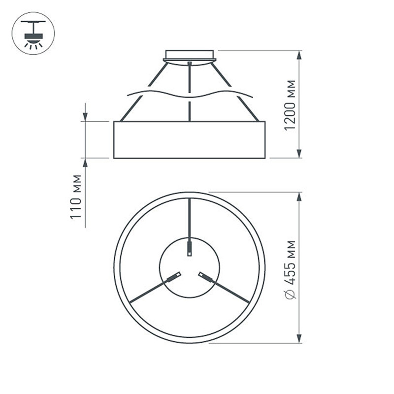 Подвесной светильник Arlight 022146(1) *45,5*120 см, 33W, белый (теплый)K,