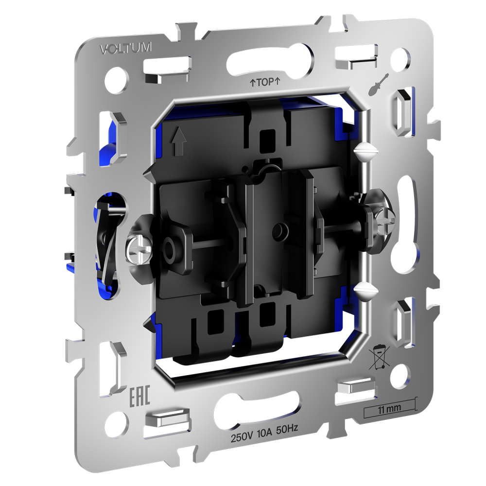 Механизм проходного переключателя одноклавишного 10А, S70 Voltum S70 VLS0103M, Металл