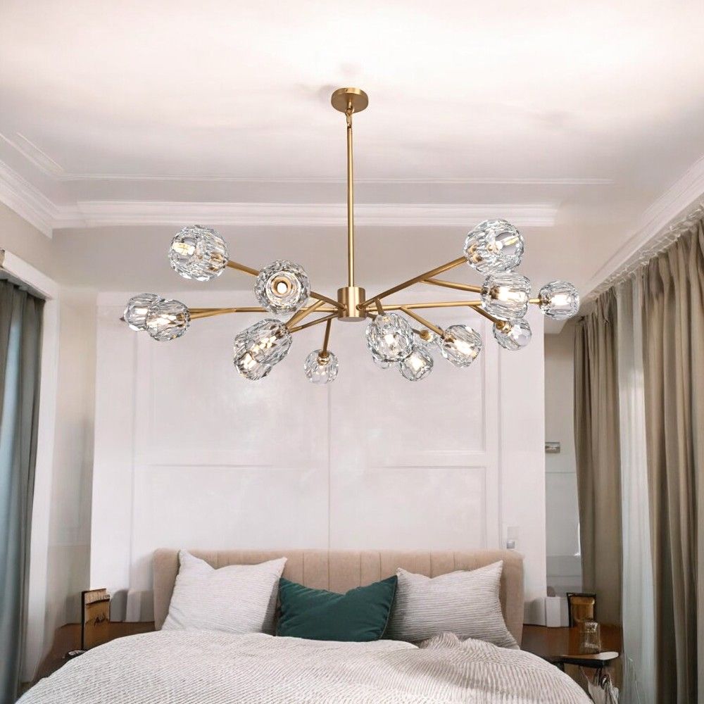 Люстра на штанге Boule De Cristal Round Chandelier 18 120*120*30 см, 18*G9*40W, ImperiumLoft 40.1218, Латунь