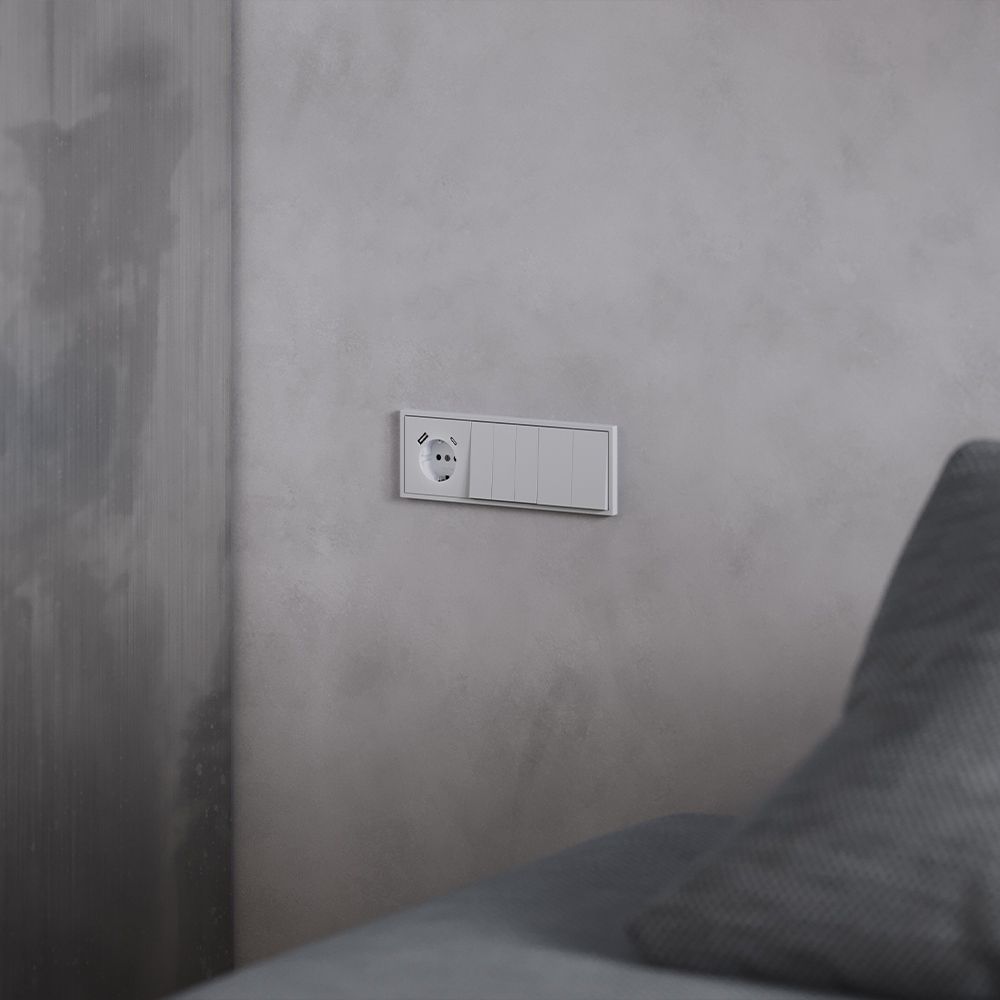 Накладка для розетки с заземлением и защитными шторками, с USB A+C, S70, серый Voltum VLS001016