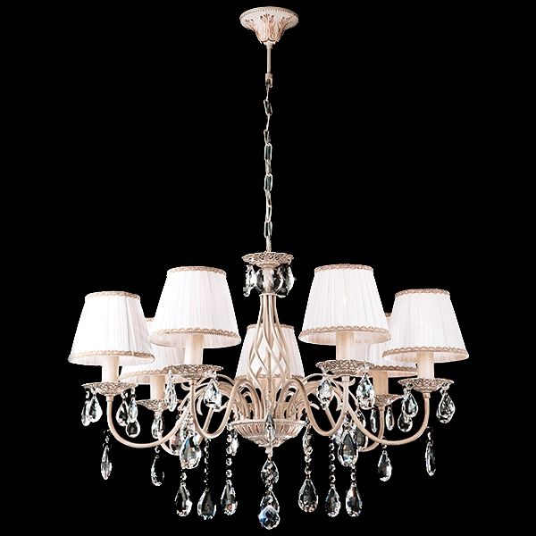 Люстра с хрусталем 75 см Eurosvet Amelia 3637/7 белый с золотом/прозрачный хрусталь Strotskis