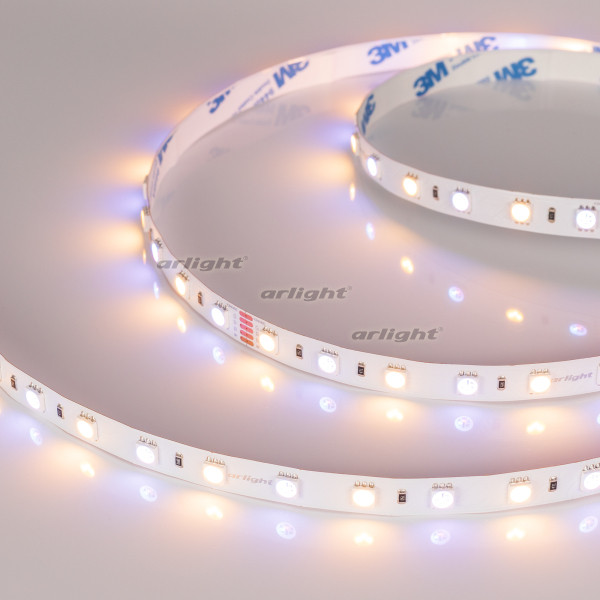 Лента RT-B60-10mm 24V RGBW-Warm (14.4 W/m, IP20, 5060, 5m) (Arlight, Открытый) 018327(2). Цена указана за 5 метров. Продается кратно 5 метрам.