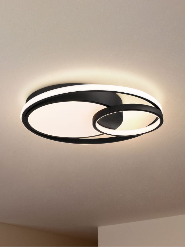 Потолочный светильник 47 см, 80W, 4000K, Freya Nation Market FR10028CL-L80B, черный