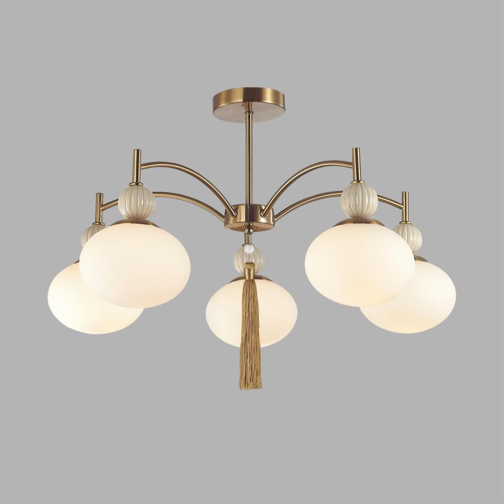 Люстра потолочная *69,5*43-43 см, 5*E14*40W, Lumion Gloriya LUM8272/5C, латунь; бежевый