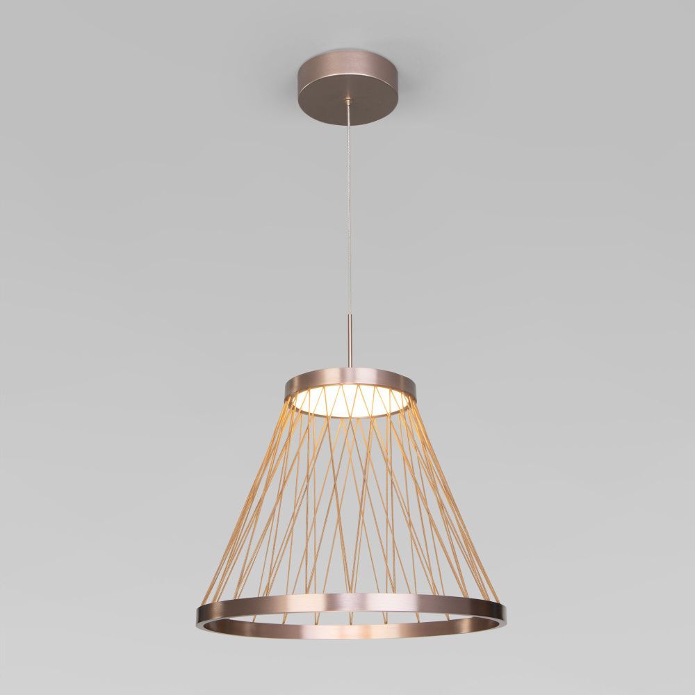 Подвесной светильник 40*40*50-165 см, LED*18W, 3000K, Eurosvet Cesta 40016/1 LED, коричневый, a069283