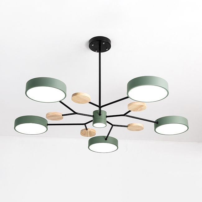 Люстра на штанге MEADE 6 lamps Green 110*110*60 см, 6*LED*16W, 4000K, ImperiumLoft MEADE-01, Чёрный, Бежевый