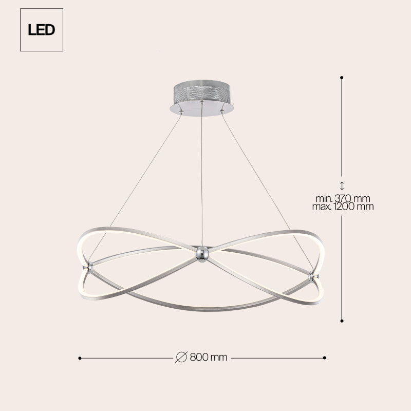 Подвесной светодиодный светильник Maytoni Weave MOD062PL-L56CH3K, 56W LED, 3000K, диаметр 80 см, никель