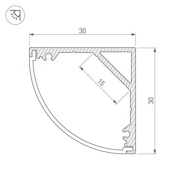 Профиль Arlight 036846 200*3*3 см. Цена указана за 1 комплект.  экран в комплекте