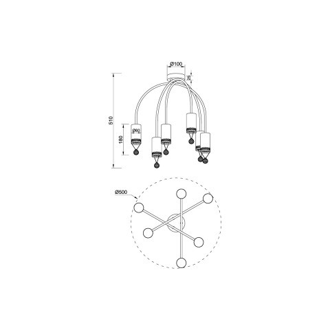 Потолочная люстра  50*51 см, 6*G9 хром Vele Luce Pioggia VL4283L06