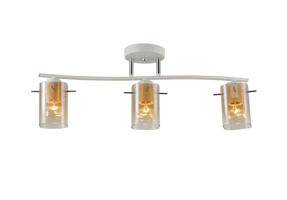 Люстра L600 x W120 x H220, мм, 3*40W (120W), WHITE+CHROME (БЕЛЫЙ+ХРОМ) Rilon 07368/3 WHITE+CHROME