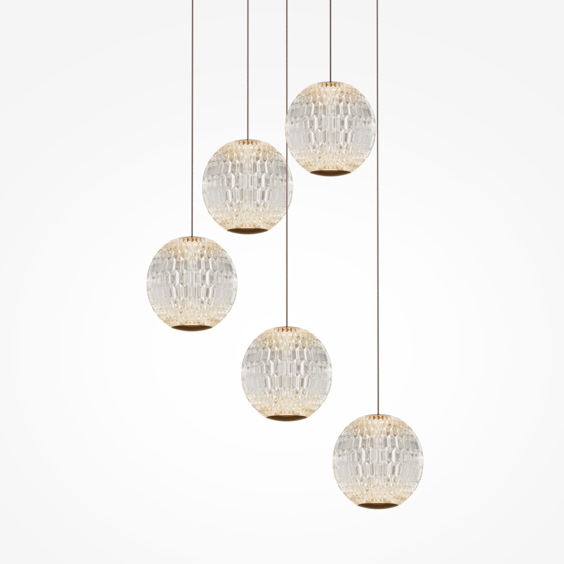 Каскадная люстра 37*37*316 см, 5* LED, 3000К, Maytoni Sapphire MOD293PL-L30BS3K латунный