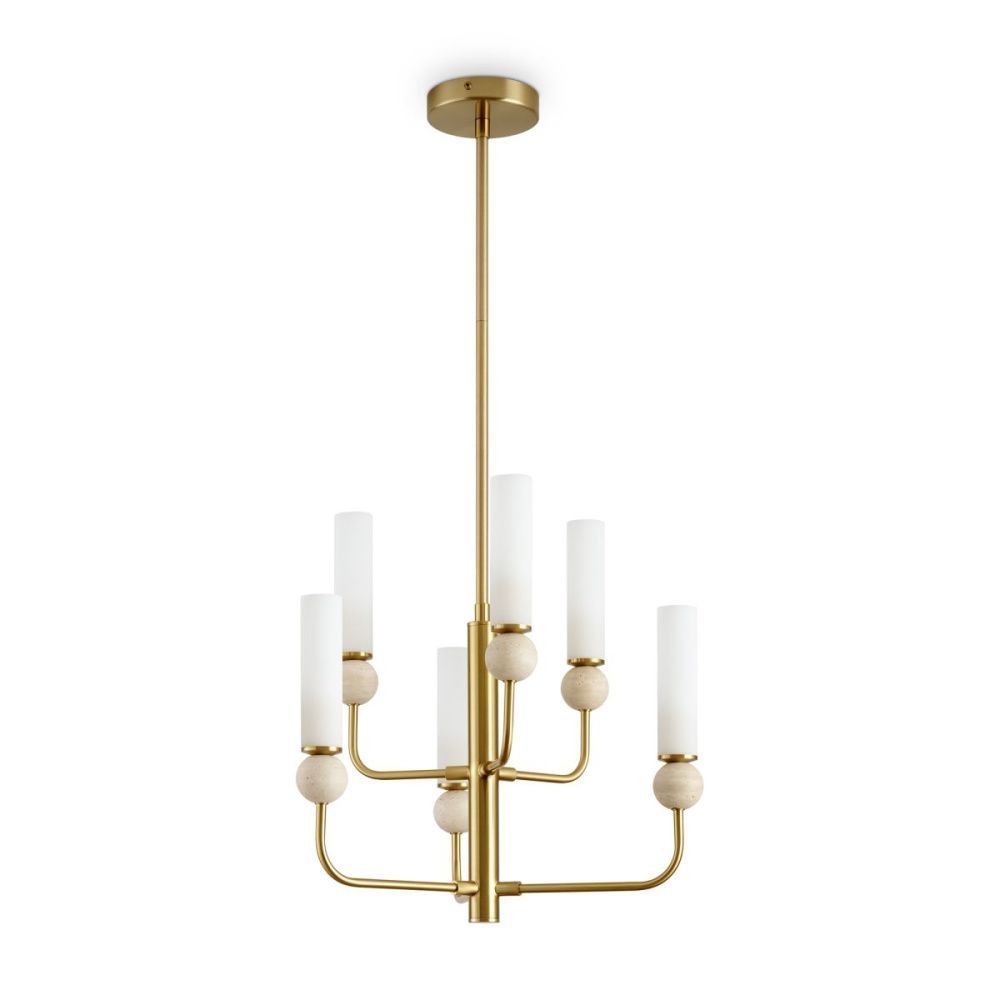 Люстра на штанге 45 см, Freya Sunspot FR5482CL-06BS1, латунь