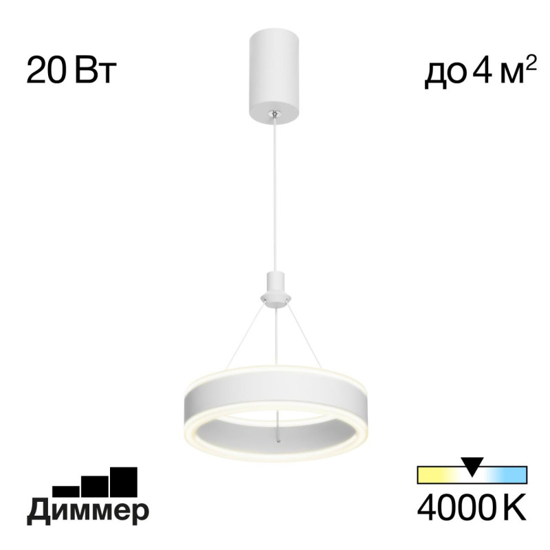 Подвесной светильник 20*30/125 см, 20W 4000K Citilux CL719010 Дуэт Белый С