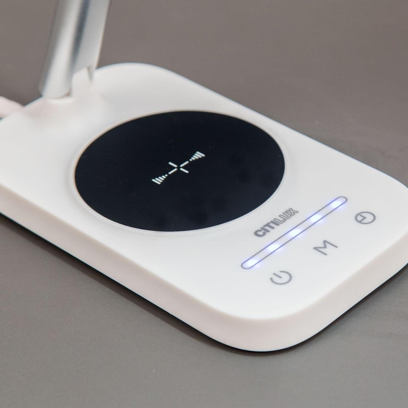 Настольный светильник светодиодный с USB+Qi Citilux Ньютон CL803051, белый с серебром