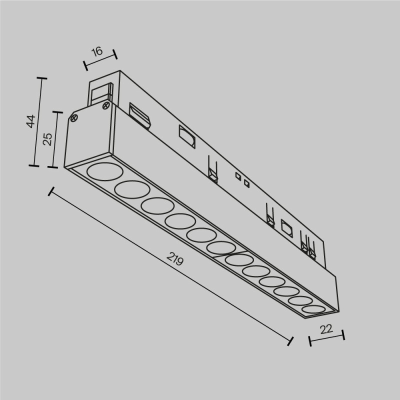 Трековый светильник 2,2*22*4,4 см, LED 12W 2700K 36° Maytoni Technical Points Exility TR031-2-12W2.7K-B черный