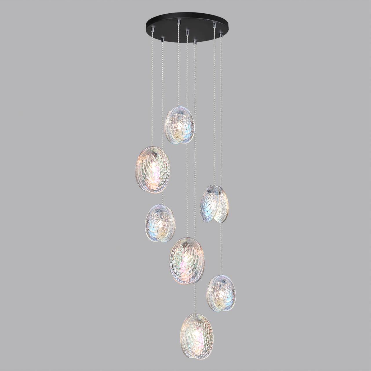 Люстра каскадная 43*43*243 см, 7 G9*40W, Odeon Light Mussels, черный 5039/7