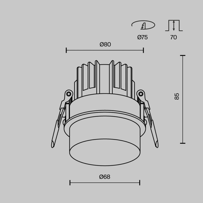 Встраиваемый светильник 6.8/8 см LED, 12W, 3000К, Maytoni Technical nude DL065-12W3K-W белый
