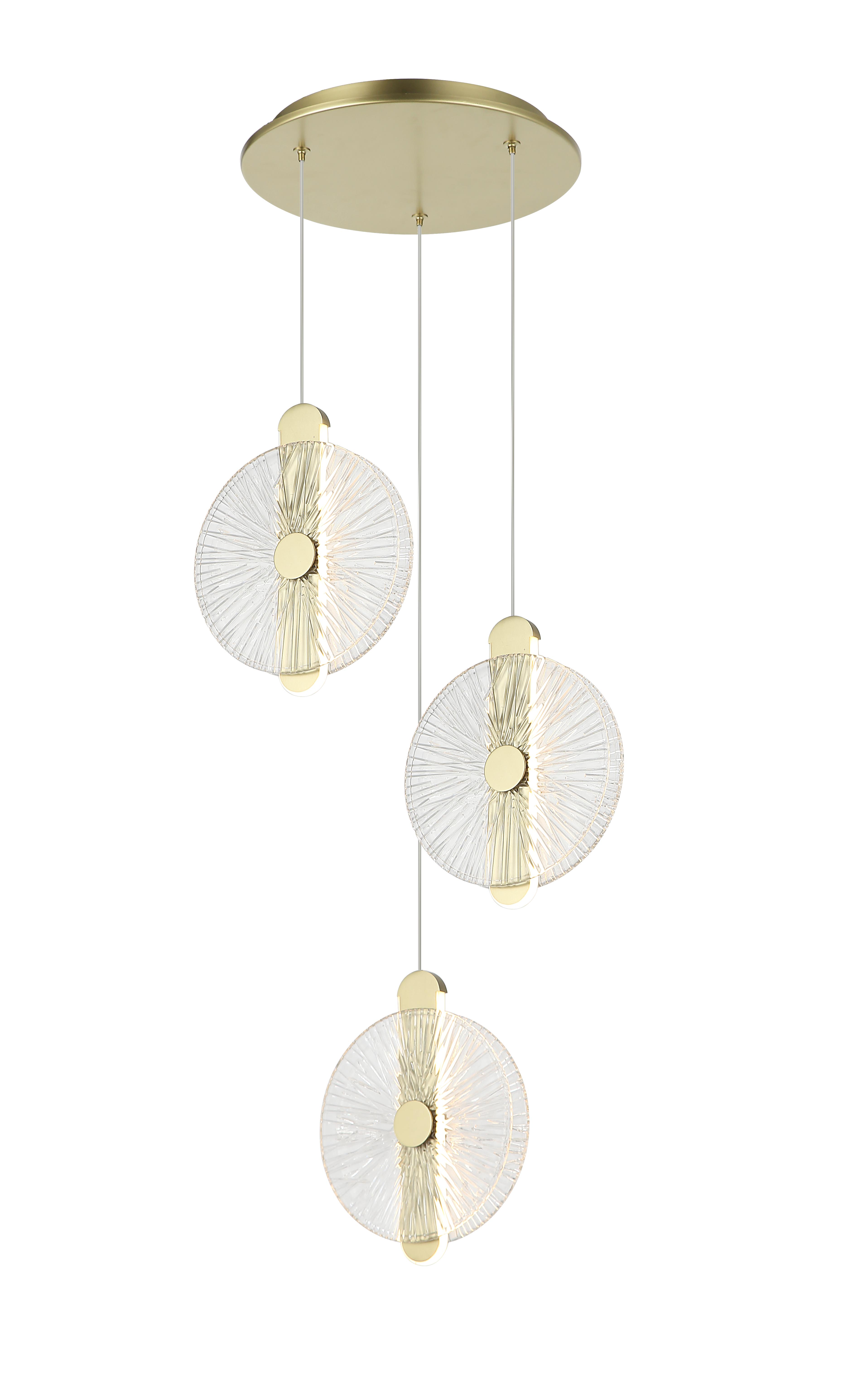 Люстра  300*250-1500, LED, 25W 4000K NewRgy LOFT 7055RMD-3BSP/CL BRASS PAINTED METAL, BRASS PAINTED METAL