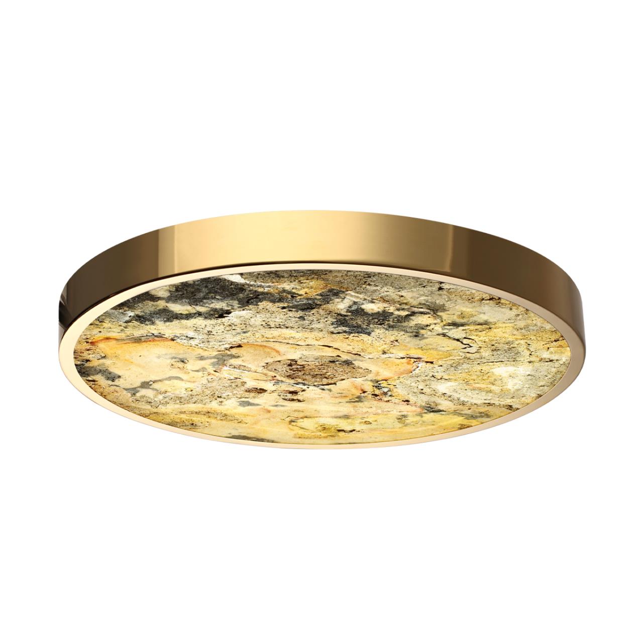 Настенно-потолочный светильник 50*50*5 см, LED 1*40W, 3000-4000-6000 К, Odeon Light Bergi 5079/40L, золотой глянцевый/серо-бежевый