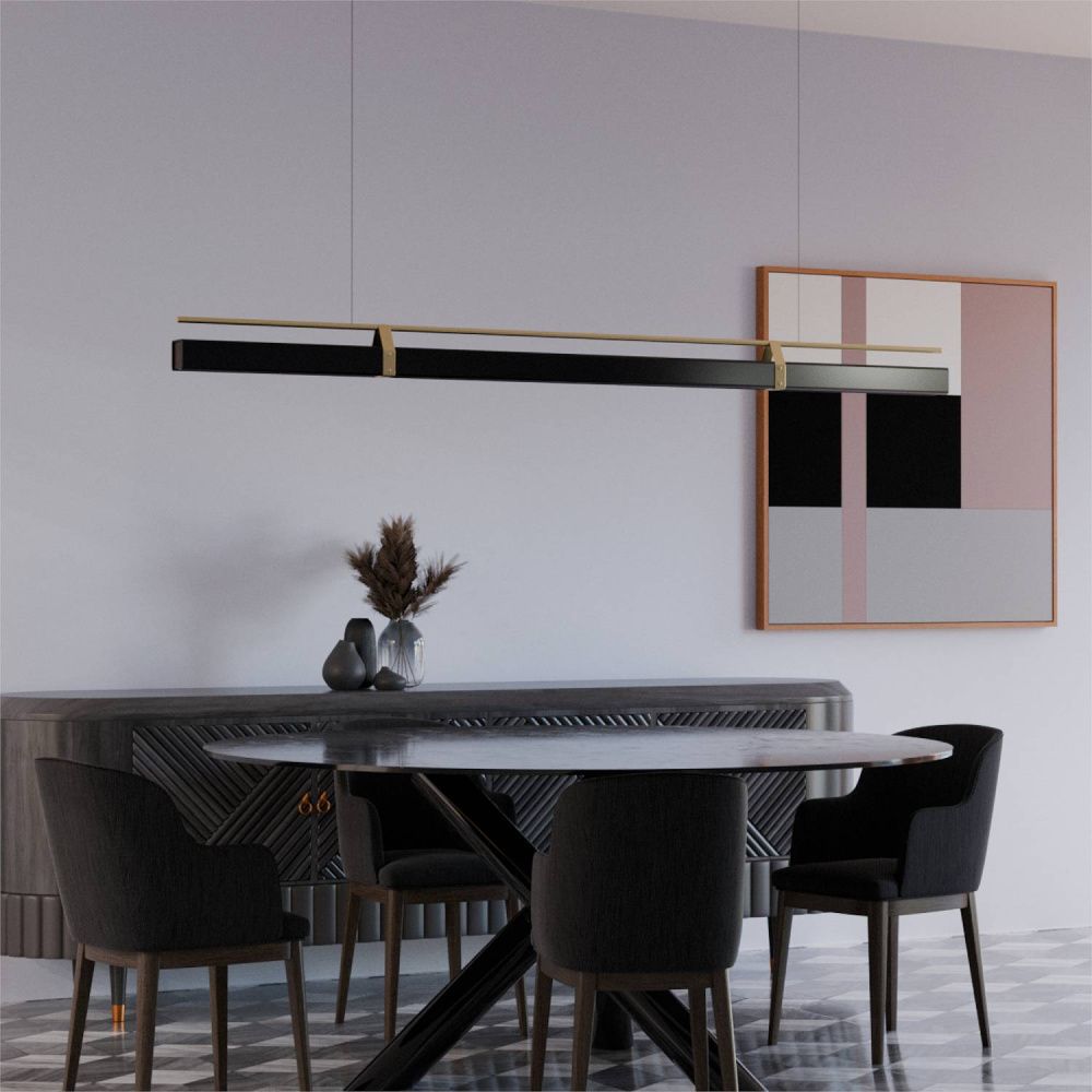 Светильник подвесной 150*13,5-200 см, 1*LED*48W, 3000-6000K, Lightera Omolon LE108L-150B WIFI, золотой