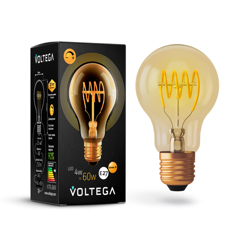 7078 Лампа светодиодная диммируемая Voltega Loft LED 4W 250Lm 2000K E27