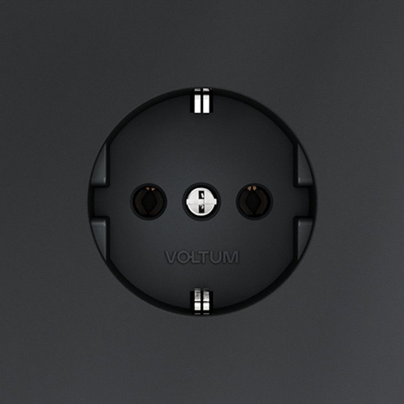 Розетка встраиваемая Voltum S70 с заземлением 16А, графит пластик Soft touch VLS040107