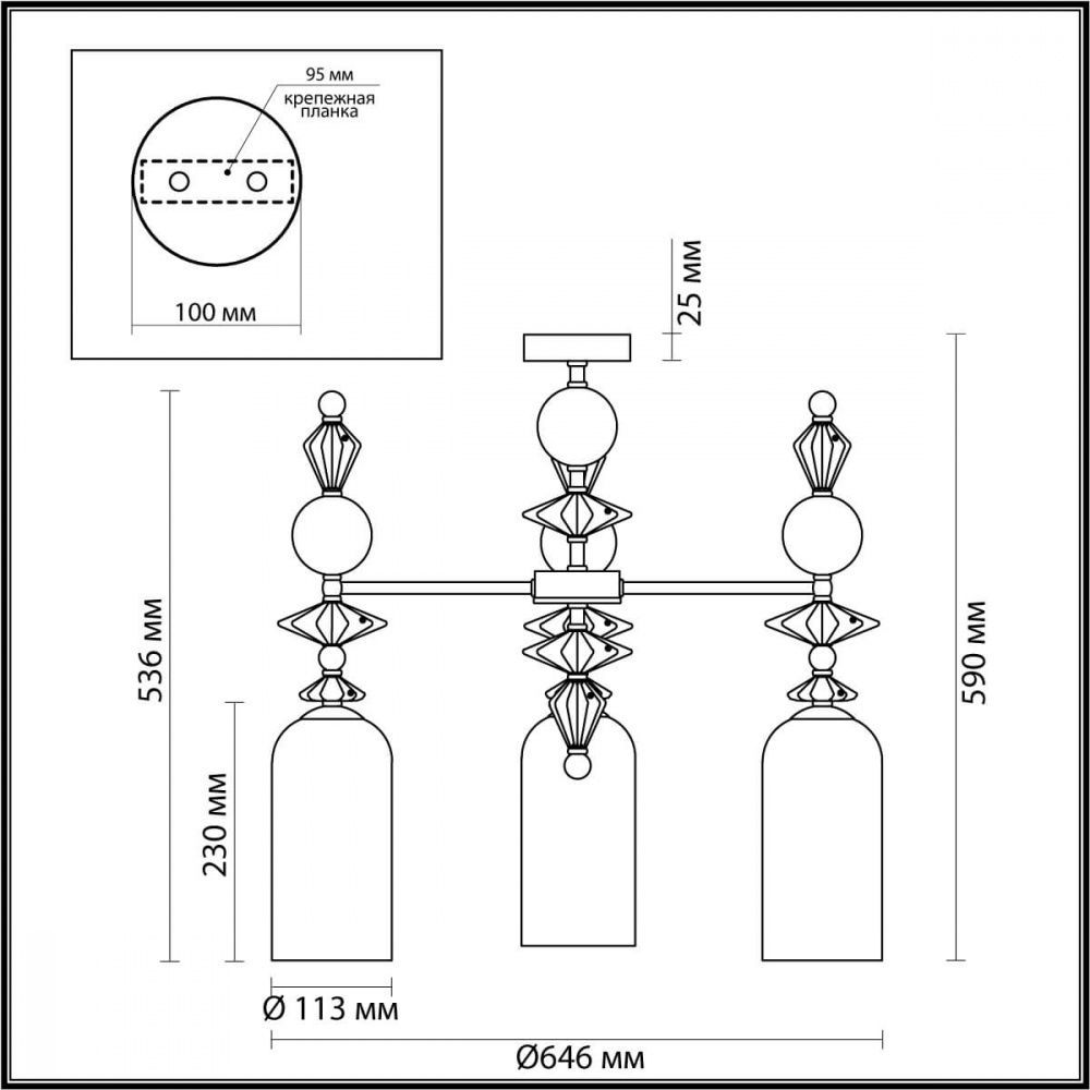 Подвесная люстра диаметр 65 см Odeon Light Bizet 4855/3C Золото