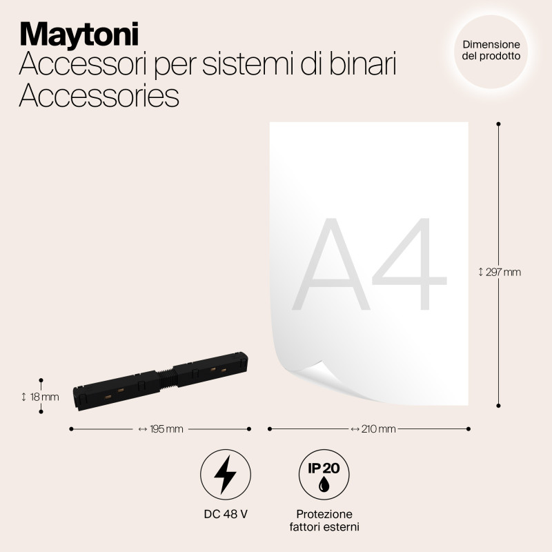 Коннектор питания прямой Maytoni Technical Magnetic track system S35 TRA004PC-22B черныйIP 20