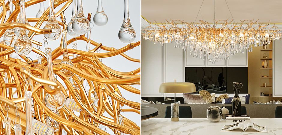 Подвесная люстра Droplet Chandelier oval L160 40*86*86 см, 1*G9*40W, ImperiumLoft 40.2696, Золотистый