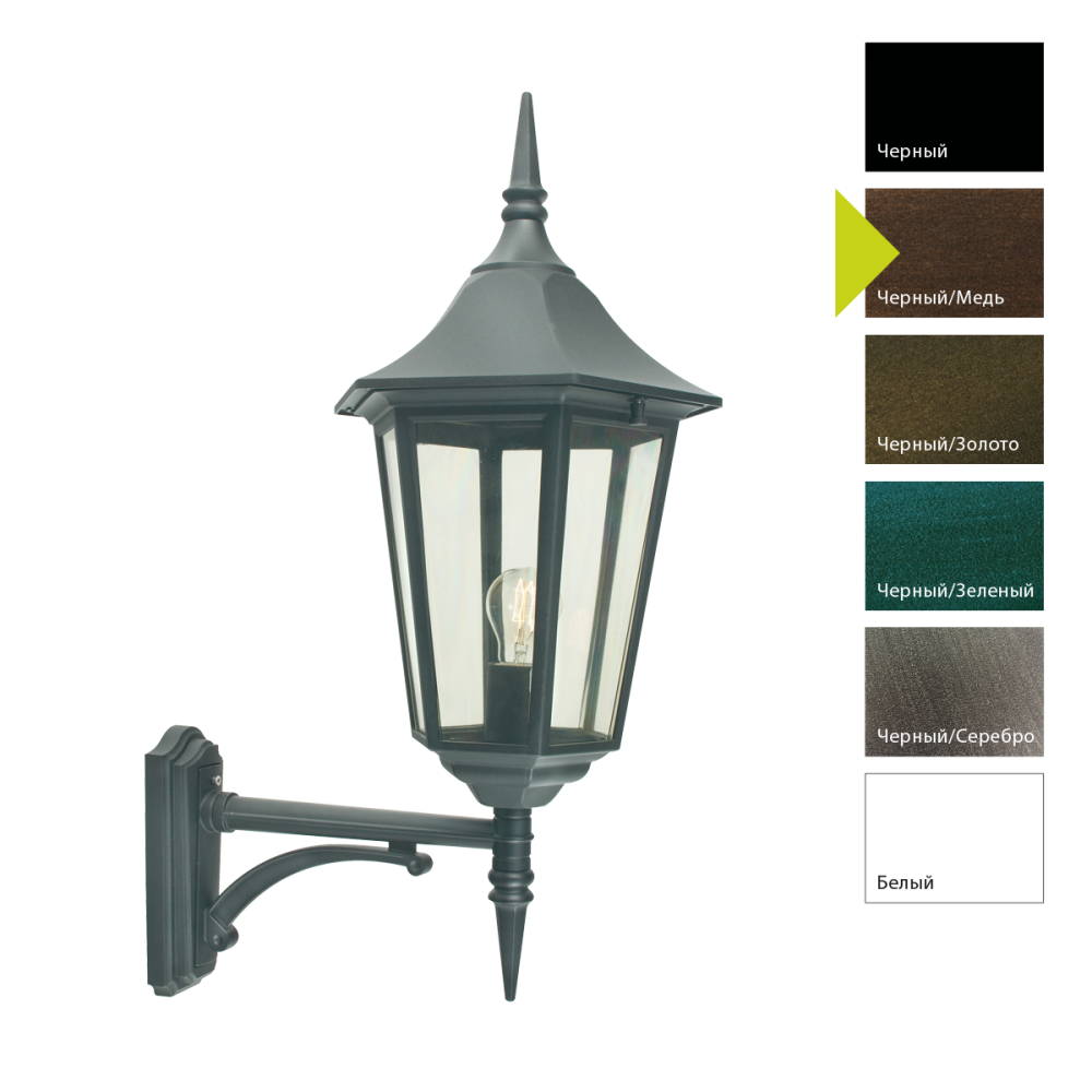 Настенный фонарь 47*32*96 см, E27*100 (накал.) 77 (гал.)W, Natural Concepts Norlys Modena Big 481BG, BC (Черный/Медь)