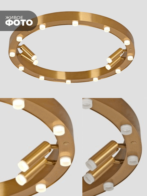 Светильник потолочный ElegantLight DZN-9135 BRONZE D650/H100/12+4/LED/48W/3000K 22-10 VISION