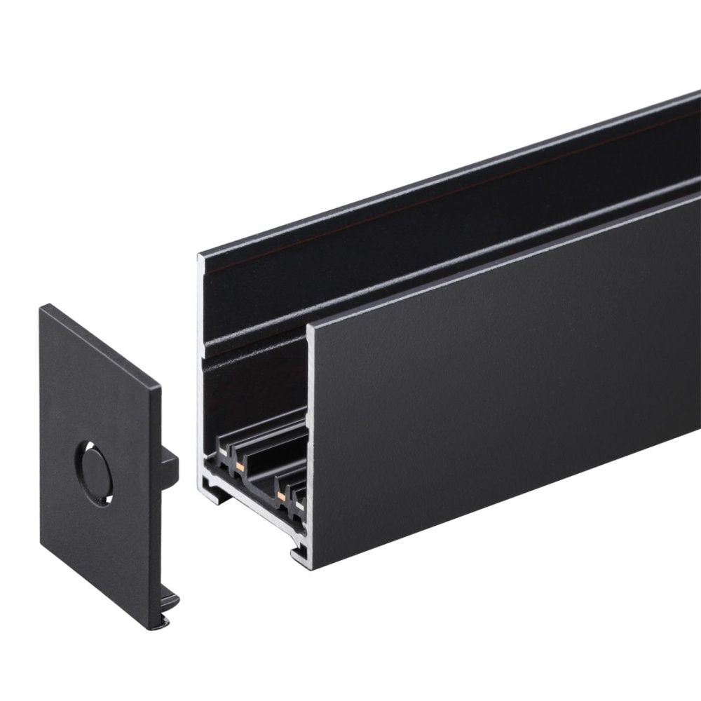 Шинопровод накладной/подвесной в комплекте заглушки 2шт, крышка и соединительная планка 1шт Novotech VECTOR PORT 135299, черный