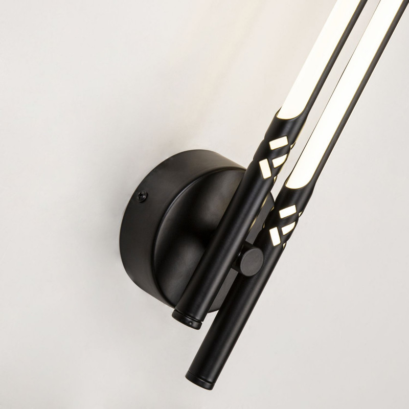 Бра Favourite Wand 4098-2W, D70*W100*H360, каркас матового черного цвета с декоративными узорными элементами, белые акриловые рассеиватели